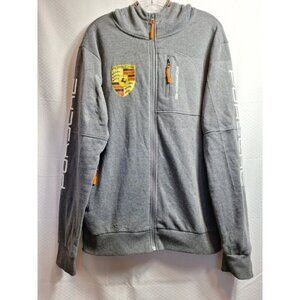 SIIMHWRSS Porsche Stuttgart Full Zip Hoodie Sweatshirt Sz 2XL Gray Race Graphics